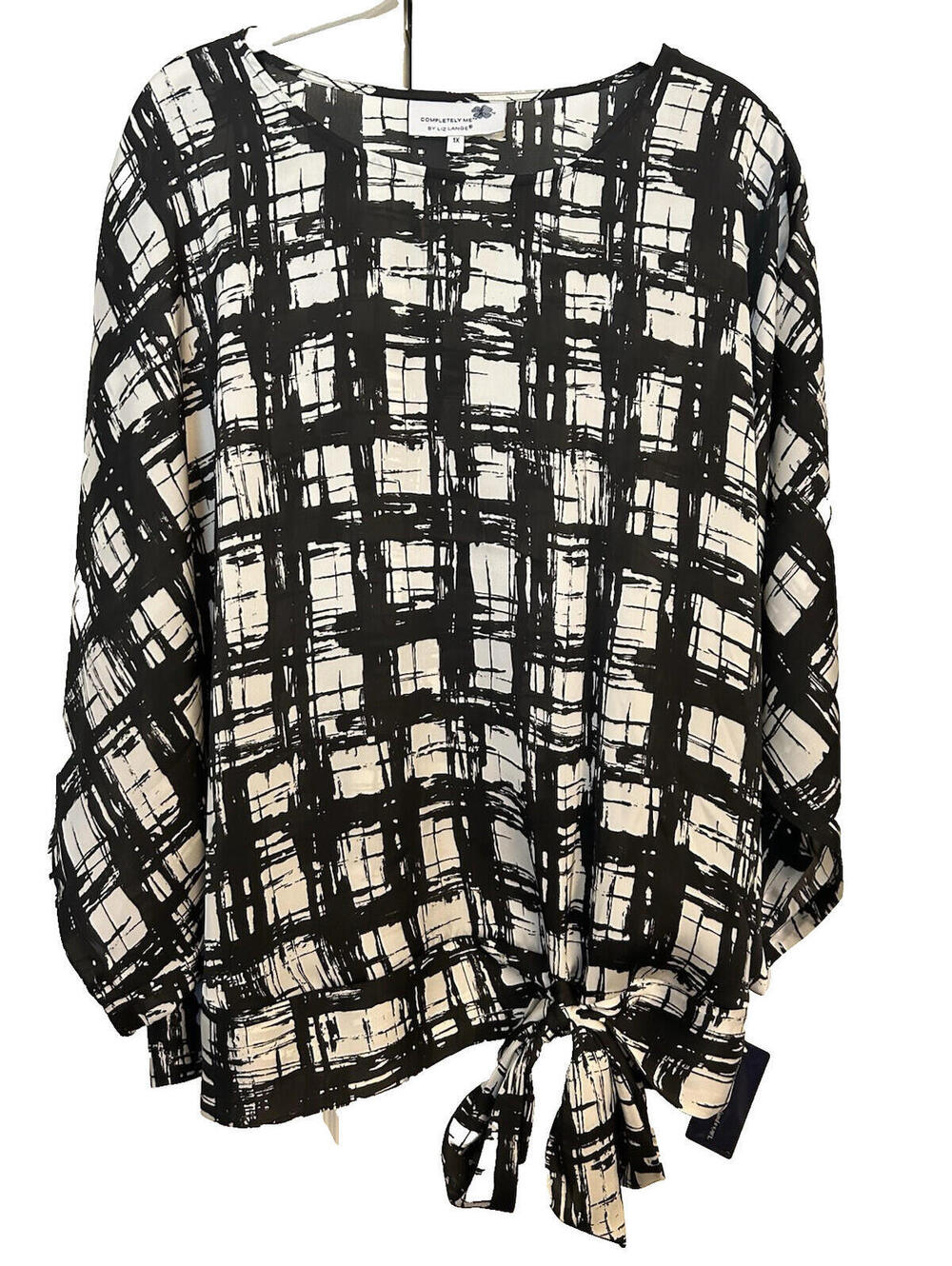 Completely Me by Liz Lange Black & White Top - 1X - NWT
